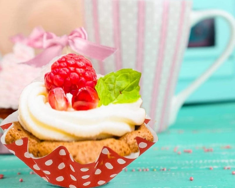Decony Floret Brioche Cup, RED with White Dots Disposable, Bake and serve brioche floret paper baking cups self- standing mold, -100 pc. - Image 1